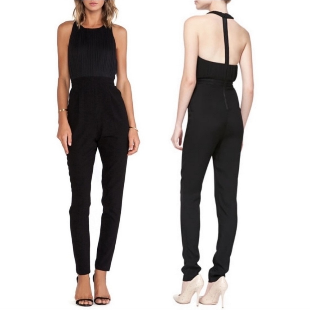 NWT Alice + Olivia Angen T Back Halter Black Jumpsuit 0